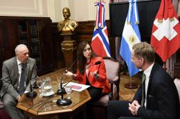 Reunión de la Presidente del Senado de la Nación con los Embajadores en Argentina de Suiza y Noruega
